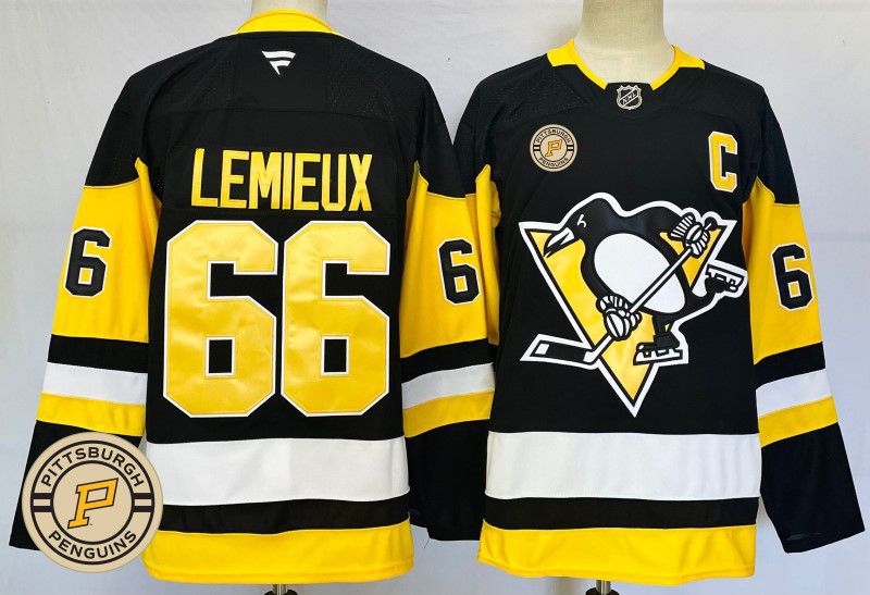 Men Pittsburgh Penguins #66 Lemieux Black Fanatics 2025 NHL Jersey style 5->pittsburgh penguins->NHL Jersey